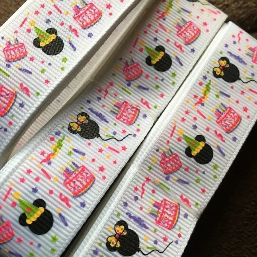 Grosgrain Ribbon 7/8” 5 yards 5/$20 Mickey Mouse birthday cake Mickey party